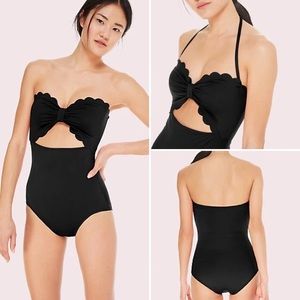 KATE SPADE Marina Piccola Cut Out Bandeau One-Piece Swimsuit Scallop Cruise XS
